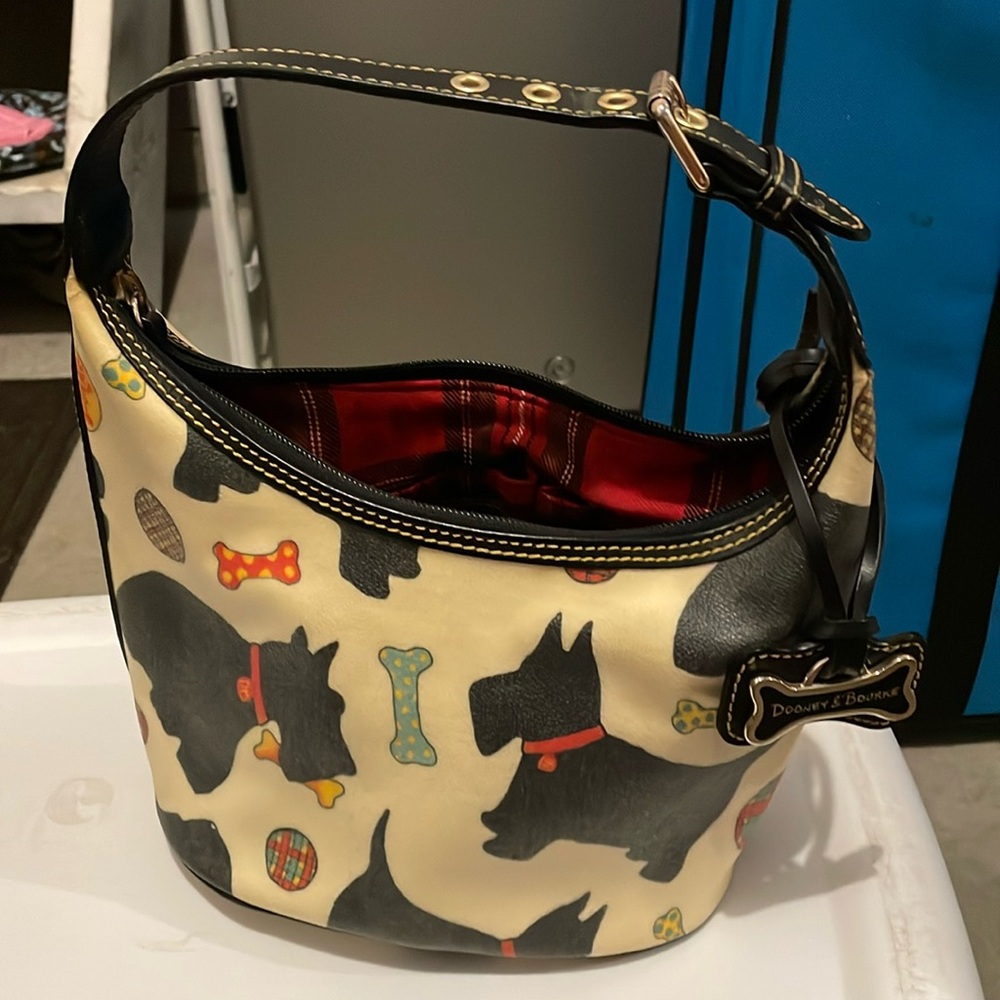 Dooney & Bourke Cream and Black Scottie Dog Shoulder Bag